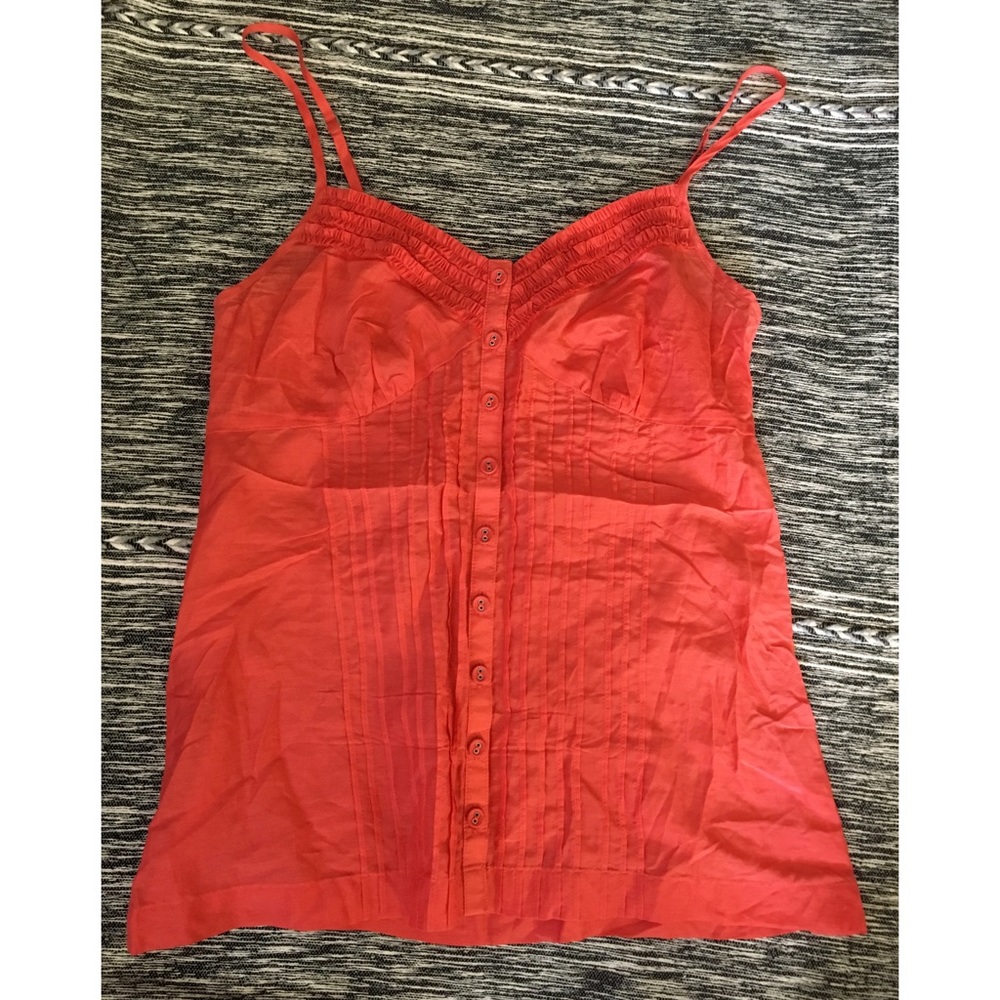 Banana Republic Silk Button Up Pleated Tank
